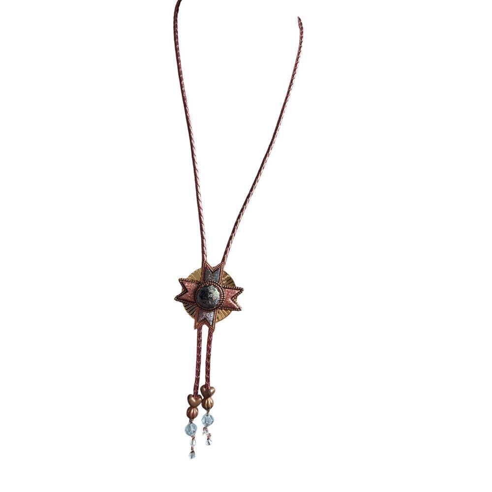 Sunburst Star Bolo Tie with Glass Beads – Western Festival Statement Jewelry